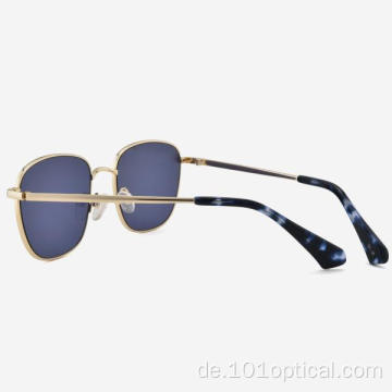 Quadratische Vollrand-Metall-Sonnenbrille für Damen und Herren